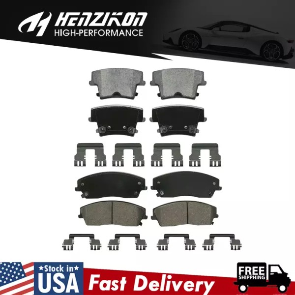 H HENZIKON HIGH-PERFORMANCE RWD Front and Rear Brake Pads w/
