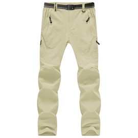 BGOWATU Men's Hiking Pants Water Resistant Stretch Outdoor Sports Pant Lightweight Travel Pants with Zipper Cargo Pockets Creamy White 2X