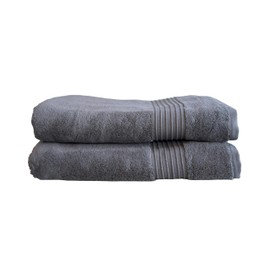 Milara Turkish Super-Plush Bath Towels Set 2-Piece | Premium Cotton Bath Towel Set Absorbent, Durable with Hanging Loops | Anthracite (Dark Gray) Turkish Bath Towels, (27 x 54 Inches)