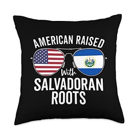 American Raised With Salvadoran Roots USA El Salvador Flag Throw Pillow