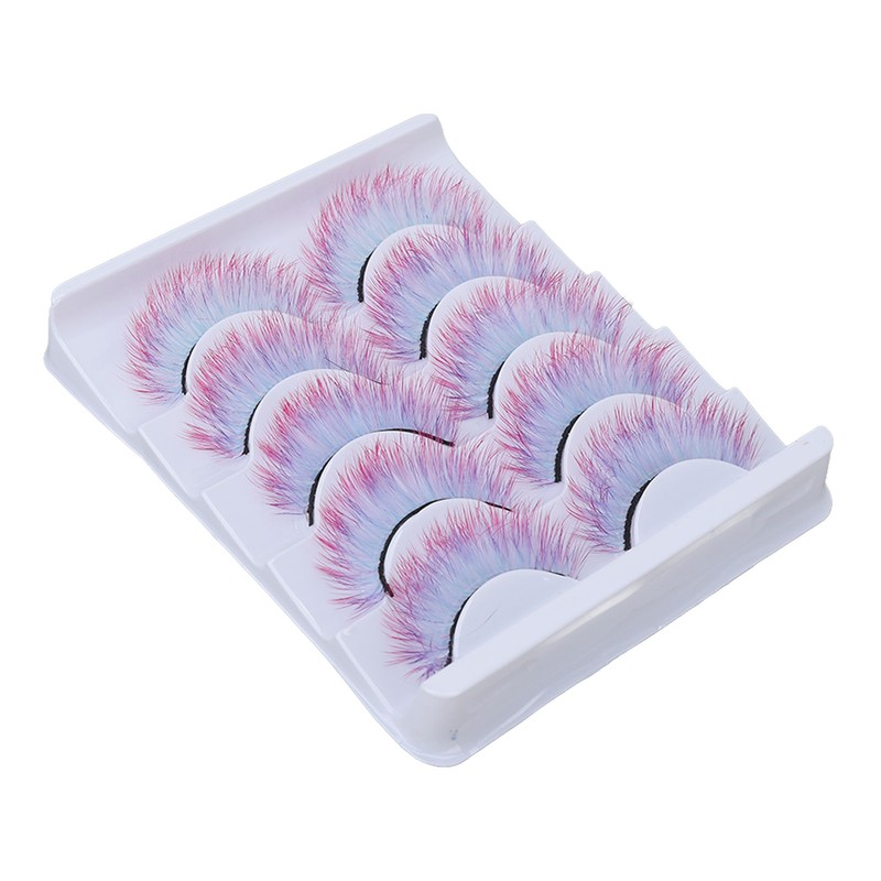 5pcs Colorful Eyelashes Dramatic Gradient Color False Eyelashes Fluffy 3D