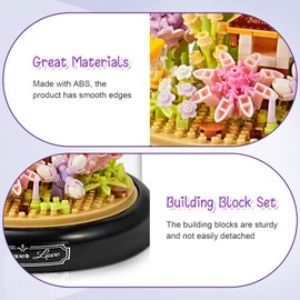 Mini Animals Flower Building Set - 588 Pcs Butterflies Bees Flowers Animals Building Blocks with Transparent Cover, Garden Den Block Kit for Adult Kid Christmas Home Decoration Gift, Purple Butterfly