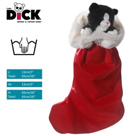 Carl Dick Cat black-white in X-Mas Sock, 18 inches, 45cm, Plush Toy, Soft Toy 2810003