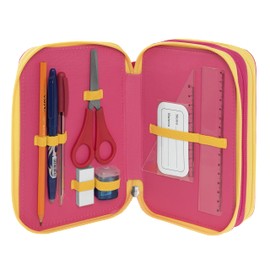 Franco Cosimo Panini Kirby Frixion Pencil Case with 3 Zippers Unisex Kids Boys Pink 68119 Pink Casual