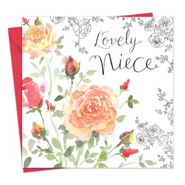 Twizler Happy Birthday Card for Niece with Silver Foiling & Unique Watercolour Effect - Floral Card - Birthday Card for Her - Niece Birthday Card - Female Birthday Card - Womens Birthday Card