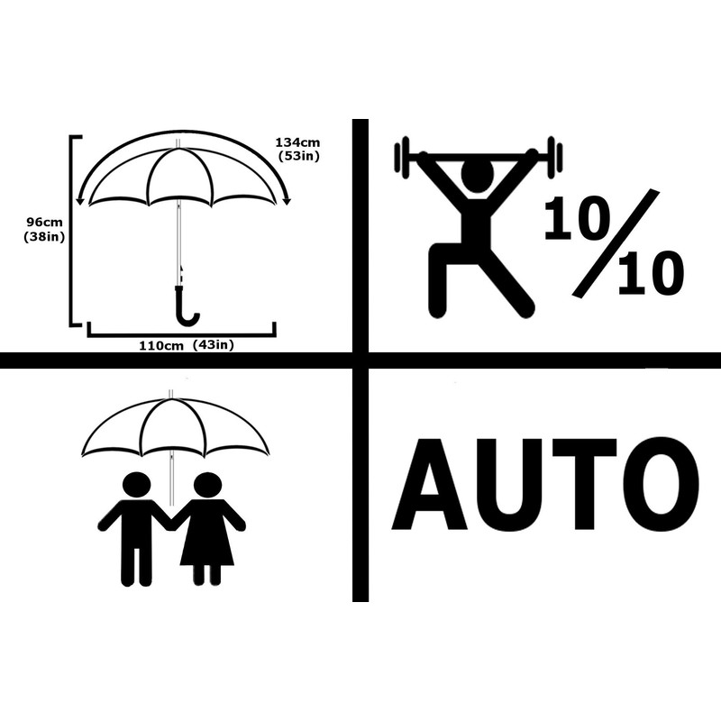 60MPH Windproof Large Strong Umbrella for Rain and Wind -