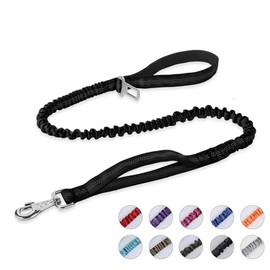 BUMBIN Correa de perro grande de 6 pies, correa elástica para perro con 2 asas, correas de perro resistentes para perros medianos y pequeños, correa de perro que absorbe los golpes con cinturón de seguridad para el entrenamiento