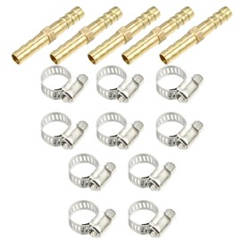 X AUTOHAUX 1 Set 6mm Copper Hose Barb Fitting Connector with 10 Clamps