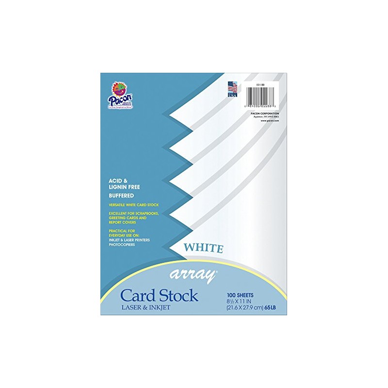 Pacon Card Stock, Classic White, 8-1/2" x 11", 100 Sheets