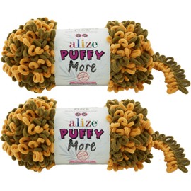 Alize Puffy More Yarn Loop Yarn, Quantity of 2 Strands, 300 g, 23 m (Total) 100% Micro Polyester, No Needles, No Hooks, Soft Yarn - 6277