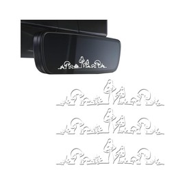 FALVFUN Car Rear View Mirror Sticker, 3PCS Cute Funny Waterproof Mushroom Vehicle Rearview Mirror Decals, Automotive Decorative Accessories, Universal for SUV RV Truck (White)