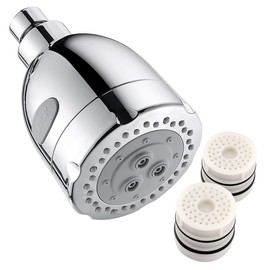 BRIGHT SHOWERS Filter Shower Head for Hard Water, Chlorine and Heavy Metals, High Output Bathroom Water Softener Rainfall Shower Head for Hair, 3 Settings Spray, 2 Replacement Filter Cartridge, Chrome