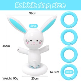 1 Set/4 Rings, Inflatable Easter Bunny Ears, Ring Toss Game, Ring Toss Toy, Easter Gifts Children, Girls, Boy, Inflatable Outdoor Decorations for Easter