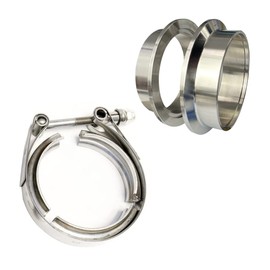 3 Inch Exhaust V-Band Clamp Stainless Steel 304 Kit with 2 Pieces Male & Female Flange 76 mm V Band Clamps Welding Rings Centring Rings for Turbos (3.0 Inch (76 mm)
