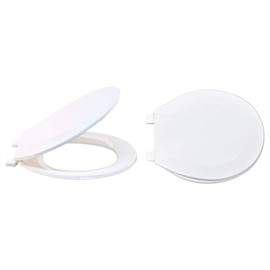 EZ-FLO White Plastic Toilet Seat with Lid, Round, 65901