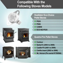 Barbqtime SRV230-1960 High Limit Switch for Heatilator Eco-Choice PS35 PS50 CAB50, High Limit Sensor for Quadra-Fire Castile Pellet Stoves, 175°F Snap Disc#2 Safety Sensor Thermodisc with Manual Reset