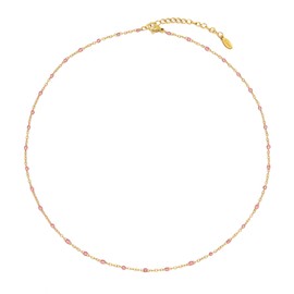 HMOOY Bohemian Bead Choker Necklace for Women, 14K Gold/Silver Plated Colourful Y2k Aesthetic Summer Beads Choker Necklace Beach Jewellery Prom Party Festival, enamel, No Gemstone