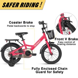 Glerc Bubble 12 Inch Kids Bike for 1 2 3 4 Years Old Little Boys & Girls Bicycles with Basket & Traning Wheels & Rear Rack & Bell for Birthday Gift, Rose Red