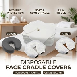 200 Count Disposable Face Cradle Covers, Medical-Grade, Ultra Soft, Non-Sticking Massage Face Covers, Nonwoven Headrest Covers for SPA Face Rest & Massage Chairs