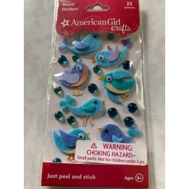 AMERICAN GIRL STICKERS 3D FELT BIRDS WITH BLUE BUBBLE GEMS MULTI-SHAPE FELT BIRD