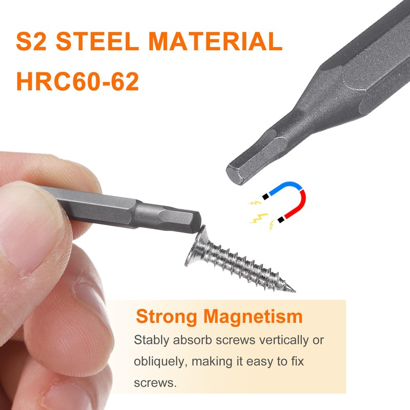 HARFINGTON 10pcs H1.5 Hex Screwdriver Bit 5/32" Hex Shank 28mm