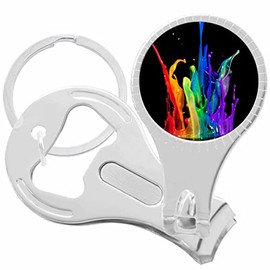 Rainbow Paint Splash Nail Clippers Plus Bottle Opener Keychain