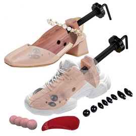 Easylife 2-Way Cedar Shoe Stretchers for Women (Size 3-8). Shoe Expanders for Women - Stretches Width & Length, Bunion Shoe Stretchers, Ladies Shoe Stretchers - Includes Shoehorn, Bag & Cedar Balls