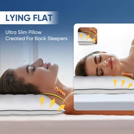 MINUPWELL Ultra Thin Pillows, Flat Pillows for Sleeping Thin with 7D 2.5 in Height Support, Slim Bed Pillows for Stomach Sleeper,Low Profile Pillow King Size - 18x36 in