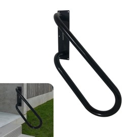 Veelleen Right Side Wall Mounted handrail for 1-3 Steps,Heavy Duty Hand Railing Grab Bars, U-Shape Safety Handle for Garage, Porch, Garden, Stair. (25" Right Handed U-Type Black)