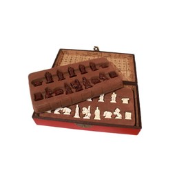Vintage Chinese Chess Terracotta Warrior 32 Chess Set Xiangqi Travel Game Set, Wooden Chess Traditional Tabletop Strategy and Skill Game Puzzle Games for Adults