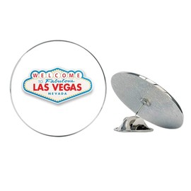 Las Vegas Sign Round Metal 0.75" Lapel Pin Hat Shirt Pin Tie Tack Pinback