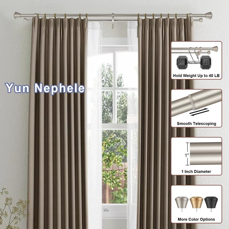 Brushed Nickel Double Curtain Rods 72 to 144 Inches, Decorative