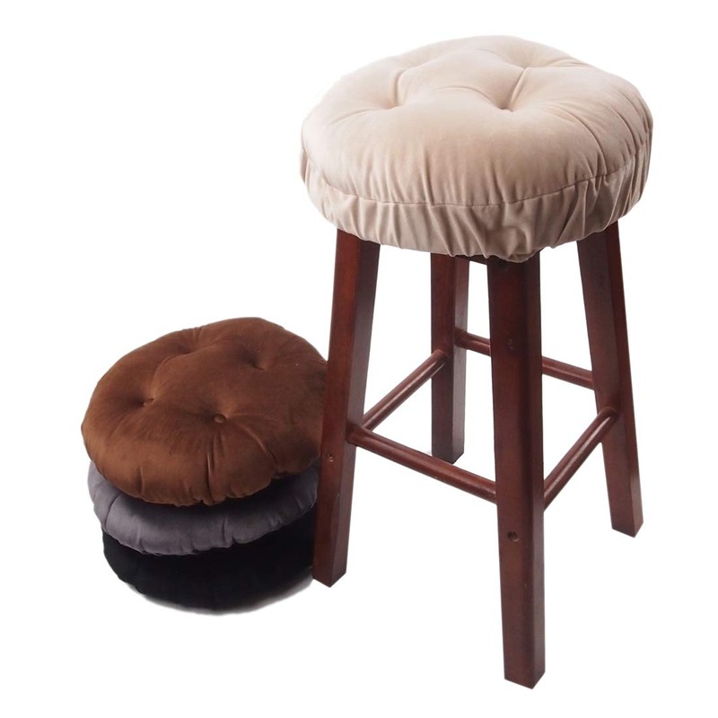 Augld Bar Stool Cushion Soft Velvet Padded Round Stool Cover