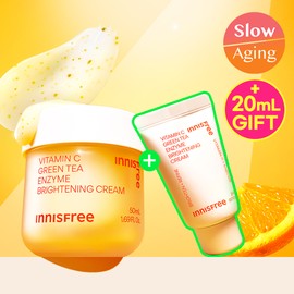 INNISFREE Vitamin C Green Tea Enzyme Brightening Cream 50ml Set (+20ml) - [SET] Cream 50ml (+20ml)