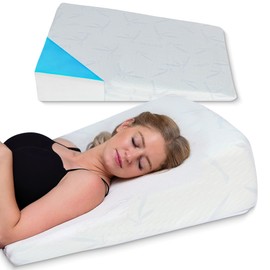 Acid Reflux Wedge Pillow for Sleeping or Sitting Up - Elevating Wedge Pillow for Acid Reflux Relief, Memory Foam Pillow for Snoring and GERD (Acid Reflux Wedge, 6x32x32 Inches)