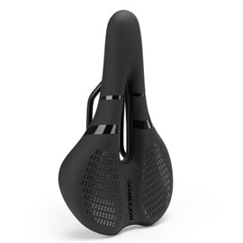 ROCKBROS Bicycle Saddle, Painless, Memory Foam, Shock-Absorbing, Perforated, Anti-Stuffy, Saddle Cushion, Anti-Slip, Lightweight, Wave Shape, Road Bike, Mountain Bike, Cross Bike, Folding Bicycle