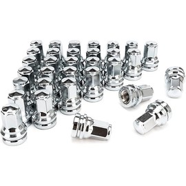 32PCS Wheel Lug Nut (Chrome) of 14x1.5 Lug Nuts Fit for 2017-2024 Ford F250 F350 Replace HCPZ-1012-A HCPZ-1012-B - Wheel Accessories Parts Set