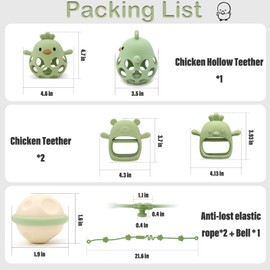 Baby Teething Toy, Silicone Teething Toys, Soft Baby Chew Toys for Sucking Needs, Bells can be Installed, Suitable for Babies of Any Age 2024 New