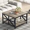 GreenForest GreenForest Coffee Table with 2-Piece Tabletop, Small Square Center Tables with Storage for Living Room, Farmhouse Style, Grey Wash