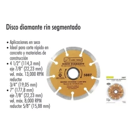 Lion Tools Disco Diamante 4 1/2  Rin Segmentado Lion Tools 5887