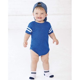 RABBIT SKINS, Baby Soft Short Sleeve Football Bodysuit, Vintage Red Blended White, Newborn