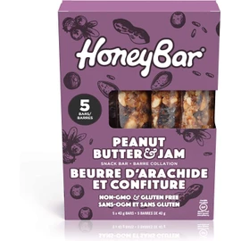 HoneyBar Snack Bars, Gluten-Free, Non-GMO, Vegetarian, 40 g Bars, 5 Count (Peanut Butter & Jam, 5 count (Pack of 1))