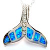 Whale Tail Blue Opal & Clear Cubic Zirconia Line Embellished