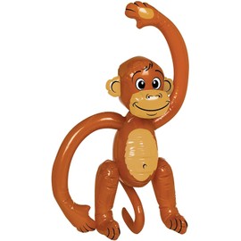 Sparkles Partyware Inflatable Monkey - 23"/58cm Tall Brown Inflatable Monkey - Jungle Themed Party Decoration, Fun Present, Photobooth Accessory