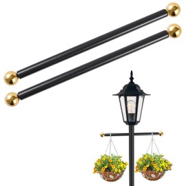 Lamp Post Cross Arm 16 inch Steel Lamp Post Cross Bar Ladder Rest Post Cross Arm Replacement for Outdoor Lamp Post (Gold 2 Pack)