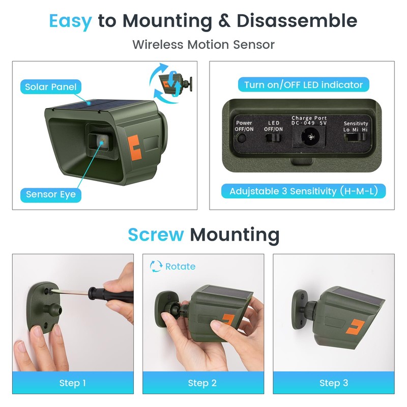 Chtoocy 1/2 Mile Long Range Solar Wireless Driveway Alarm Outdoor