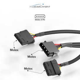 KabelDirekt – 30cm 4-pin Molex to 2x 4-pin Molex Y-cable
