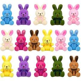 ELCOHO - Paquete de 16 conejitos de peluche de Pascua, conejitos de peluche, cestas de Pascua, relleno para fiesta de Pascua
