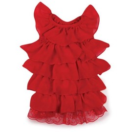 East Side Collection Polyester Ruffle Dog Dress, XX-Small, Red