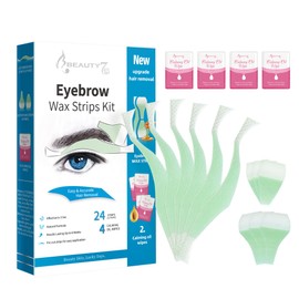 Beauty7 Men's Eyebrow Wax Strips Kit Eyebrow Waxing Strips- 24 pcs Strips+ 4 Soothing Oil Wipes for Eyebrow Hair Removal Eyebrow Shaping for Men